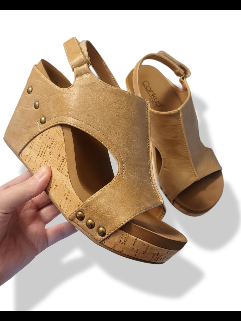 🌿Corkys Footwear Women's Size 7 Carley Wedge Sandals in a Caramel Smooth - Picture 8 of 12